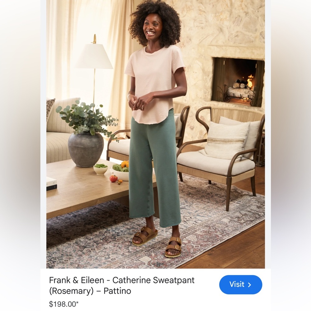 FRANK & EILEEN TEE LAB CATHERINE FAVORITE WIDE LEG HRCROP SWEATPANTS rolled hem
